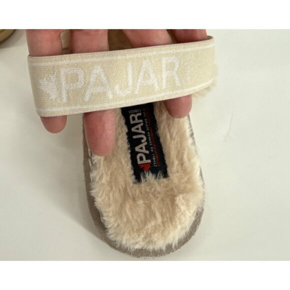 Pajar Fuzzy Slingback Womens Slippers Mara In Cream Size 37 6 6.5 - Picture 3 of 11
